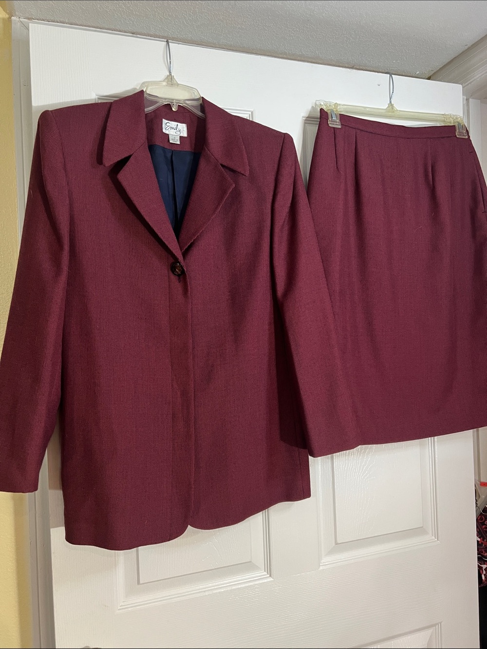 Cordelia Women's Burgundy Two-Piece Blazer & Skirt Suit